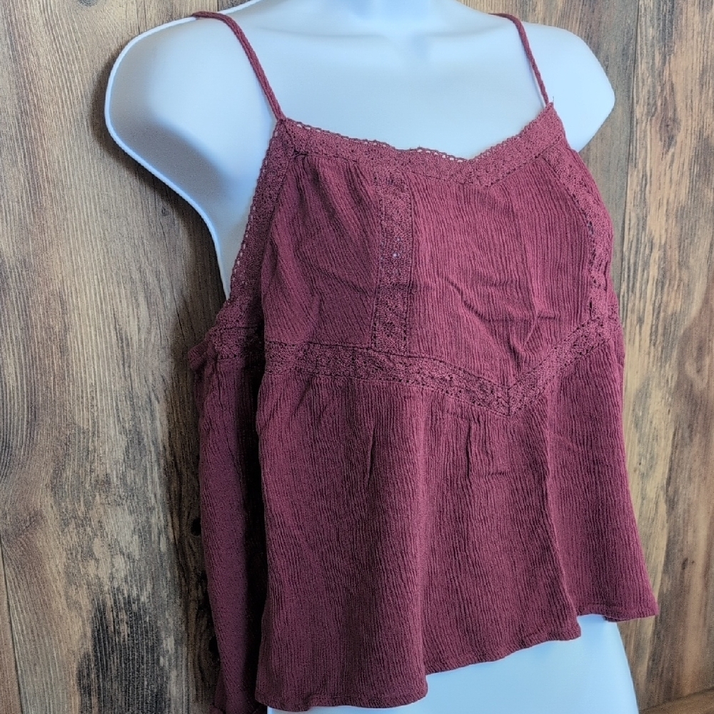 Hippie Rose Burgundy Lace Cami Top XL                                 E107
